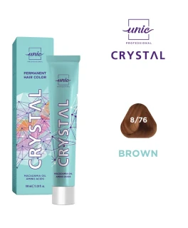 Vopsea crema pentru par Crystal Unic Professional, Castaniu deschis Maro-violet 8/76, 100 ml