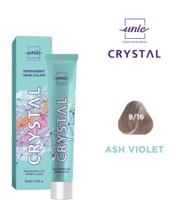 Vopsea crema pentru par Crystal Unic Professional, Blond Gri-violet 9/16, 100 ml