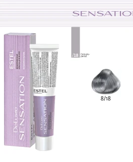 Vopsea fara amoniac pentru par DE LUXE SENSATION, 8/18 Castaniu deschis gri-perlat, 60 ml