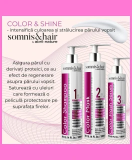 SET PROMOTIONAL pentru protectia culorii parului vopsit Somnis & Hair Color (Sampon 300ml, Masca 300ml, Ser 180ml)