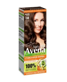 Vopsea crema permanenta pentru par Acme Avena Naturals, 7.0 Saten medie castaniu deschis, 115 ml