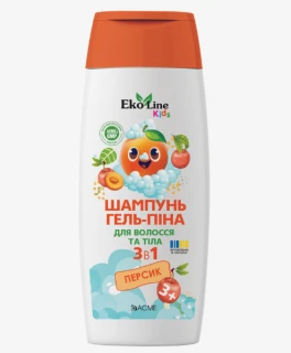 Sampon pentru copii 3 in 1 Piersici KIDS EkoLine Acme, 250 ml