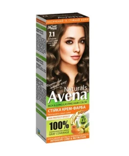 Vopsea crema permanenta pentru par Acme Avena Naturals, 7.1 Saten rece castaniu deschis, 115 ml