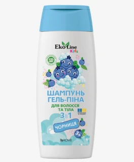 Шампунь, гель и пена для ванны 3 в 1 ACME EkoLine KIDS Черника, 250 мл