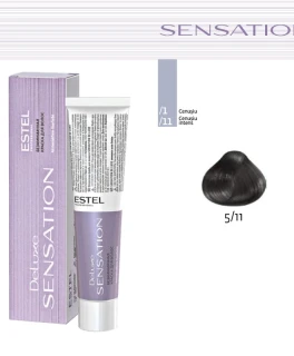 Vopsea fara amoniac pentru par DE LUXE SENSATION, 5/11 Saten deschis gri intens, 60 ml