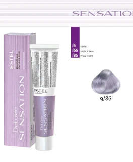 Vopsea fara amoniac pentru par DE LUXE SENSATION, 9/86 Blond perlat-violet, 60 ml