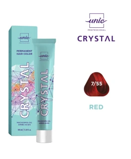 Vopsea crema pentru par Crystal Unic Professional, Castaniu Rosu intens 7/55, 100 ml