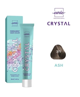 Vopsea crema pentru par Crystal Unic Professional, Castaniu Gri 7/1, 100 ml